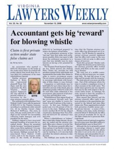 Nov 2008 cover story in Virginia Lawyers Weekly